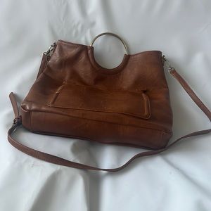 Brown purse with gold handles